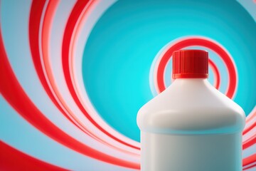Poster - Unique modern art representation of a cleaning solution bottle against a vibrant abstract backdrop