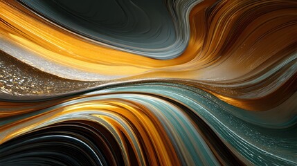Poster - Abstract digital art depicting a surging wave of water with swirling patterns and colors