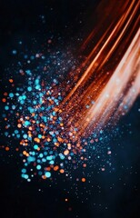 Wall Mural - Abstract glowing particles stream background, futuristic technology design with radiant glowing particles flowing across a dark background
