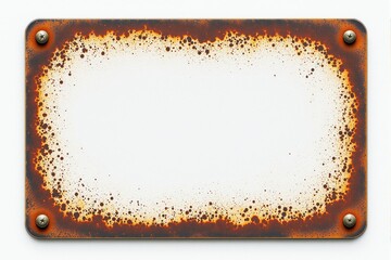 Poster - Rusty metal signboard with corroded edges and blank white space.