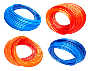 Poster - Abstract swirling rings in blue and orange