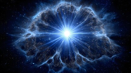 Poster - A star positioned at the center of a nebula symbolizing life and creation in the cosmos