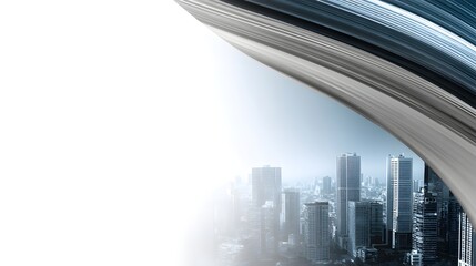 Poster - Urban cityscape with buildings set against a clean white background for corporate use
