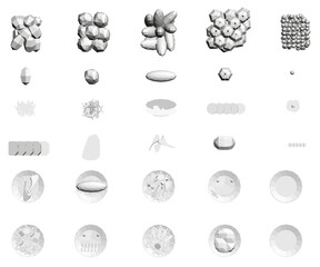 Poster - A series of images of food, including a plate of food with a fork and knife, a plate of food with a spoon, and a plate of food with a fork and spoon. Top view