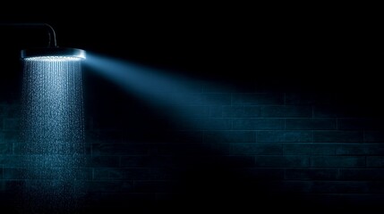 Aufkleber - a single light illuminates a dark space, creating a dramatic atmosphere. the contrast highlights the