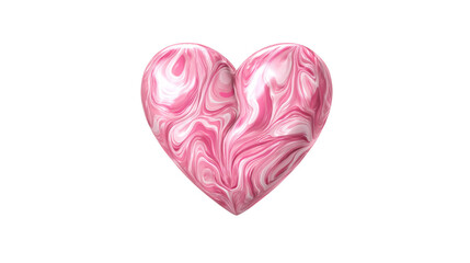 Poster - A marbled pink and white heart shape floating against a stark black background in a digital rendering