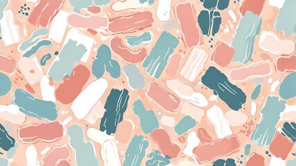 Wall Mural - abstract peachy pastel color blocks digital painting artwork