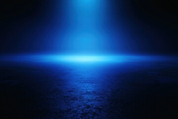 Poster - A blue spotlight illuminates a textured, misty surface in a dark, dramatic setting.