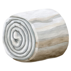 Poster - Hand-Illustrated Roll of Soft Gray and White Fabric for Textiles Projects, isolated on transparent background.