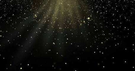 Poster - Golden particles shimmer and scatter against a dark background, creating a radiant, magical atmosphere.