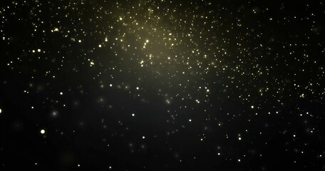 Poster - Golden particles shimmer and scatter against a dark background, creating a radiant, magical atmosphere.