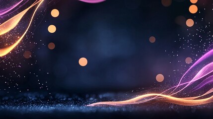 Fototapete - Violet Orange Gradient Mesh Background with Glowing Lines and Dots