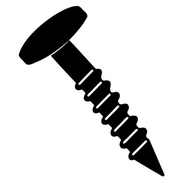 Screw and nail icon black vector illustration on a transparent background