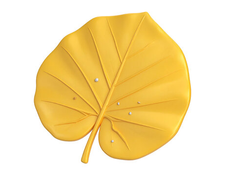 A vibrant yellow leaf, 3D rendered, with small white dots