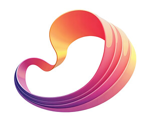 Poster - Colorful fluid gradient swirl with smooth curves and vibrant shades of pink and orange