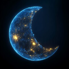 Poster - Crescent moon, glowing, digital art