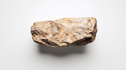 Poster - Grey and Brown Irregular Rock with Strong Shadow on White Background