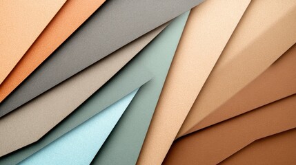 Poster - Flat lay arrangement of dark brown, blue-green, and gray papers forms a minimalistic background, ideal for creative design projects