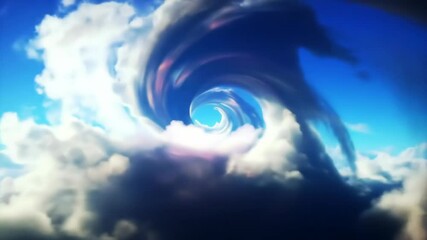 Poster - Abstract Cloud Tunnel Vortex Animation Skyward Journey Fantasy