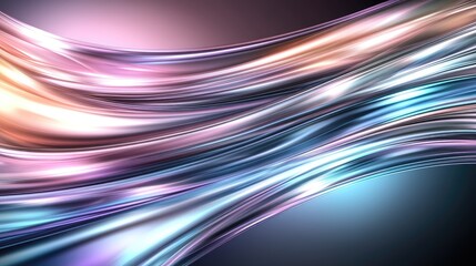 Fototapete - Vibrant flowing shapes in shades of blue and pink swirl gracefully against a black backdrop, creating a captivating abstract design
