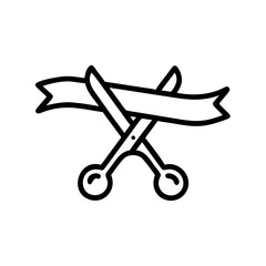Poster - Scissors cutting ribbon, a symbol of new beginnings, for websites and presentations