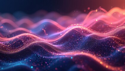 Leinwandbilder - Intricate neon wave artwork with overlapping, undulating lines. Complex visually stunning pattern. Digital abstract design features a blend of flowing shapes and vibrant colors in motion.