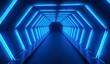 © 陈佳乐 - A futuristic tunnel illuminated with blue neon lights
