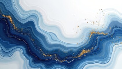 Poster - abstract luxury background banner with navy blue color with golden glitter particles. flowing paint 
