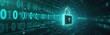 © Maryna - Encryption concept with lock key, abstract background with binary code. Cyber security, digital data protection, secure access, online safety. Data privacy, information technology, antivirus,