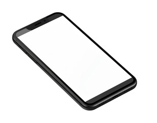Poster - A sleek black smartphone with a blank white screen, angled for display