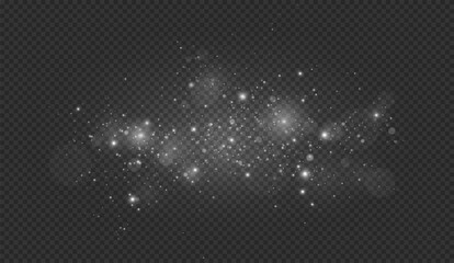Wall Mural - white glowing sparks and glitter with magical dust particles. transparent glow light effect for deco