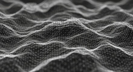 Fototapete - Abstract Wave Mesh Digital Art Background