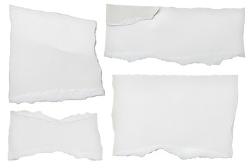 Leinwandbilder - Four White Torn Paper Pieces Isolated on White Background
