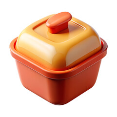 Aufkleber - Orange and yellow square food container with lid isolated on transparent background