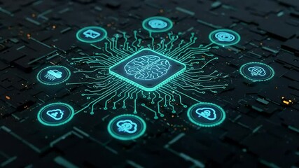AI Brain Circuit Technology Animation