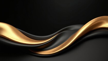 Leinwandbilder - Abstract black and gold luxury background. Wavy flowing lines in dynamic design. Elegant poster, modern card template with metallic effect. Premium banner for award, winner.