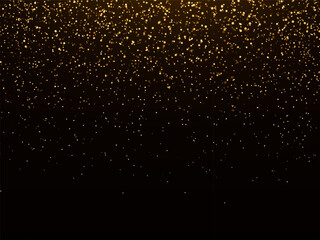 Wall Mural - magical golden glitter background with bokeh effects. falling golden lights and stars on black backg