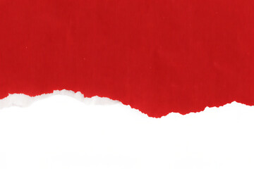 Leinwandbilder - Torn Red Paper Texture with Irregular Edge and White Background