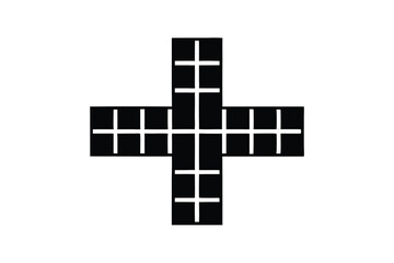 Poster - Abstract black cross shape silhouette grid pattern design