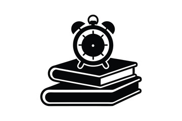 Poster - Alarm clock silhouette on stack of books time management study