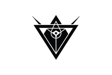 Poster - Abstract black triangle silhouette geometric sacred geometry design