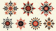 © Silva - Decorative folk-inspired floral snowflake patterns in red and black color scheme