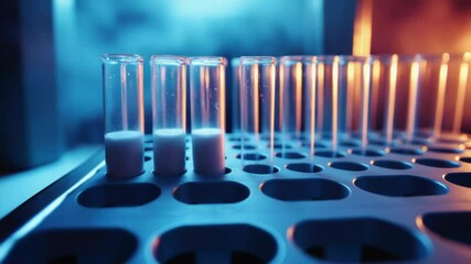 Leinwandbilder - Laboratory equipment - test tubes arranged on a countertop