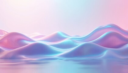 Leinwandbilder - Abstract 3D rendering holographic wave in neon hues. Modern gradient design of digital abstract art background. Wavy holographic effect in pink blue gradient. Perfect for wallpaper banner cover.