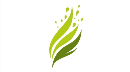 Poster - abstract design of stylized leaves with vibrant green hues.