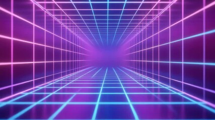 Aufkleber - A bright neon tunnel in a dark room
