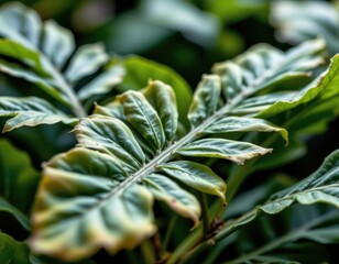 Poster - soft focus macro photograph emphasizing the textures and patterns of jungle plants' leaves and stems