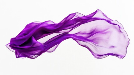 Poster - Elegant Flowing Purple Fabric Against White Background for Fashion and Textile Concepts, Versatile Design Element for Creative Projects