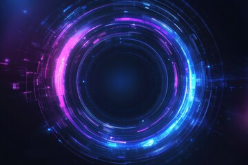Poster - Digital blue and purple tech circle glowing on a dark background