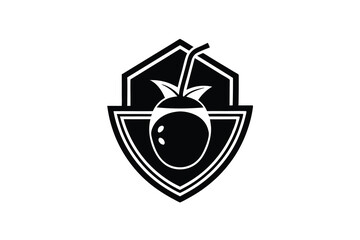 Poster - Tropical fruit drink silhouette logo design shield badge